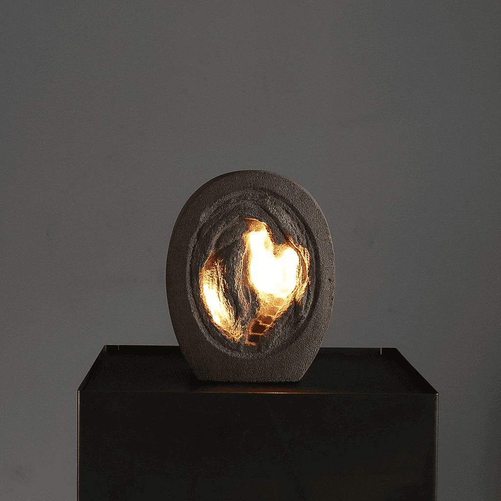 Unusual French Carved Stone Table Lamp