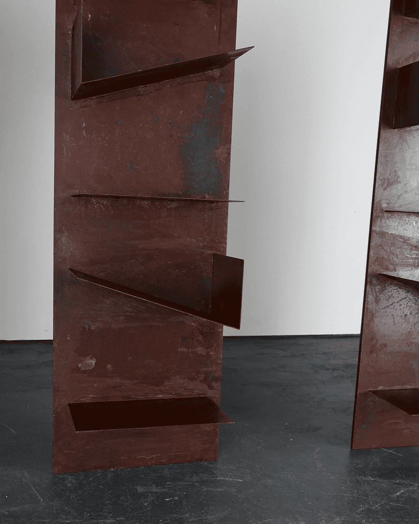 Pair Of Bespoke Artist Made Steel Shelves