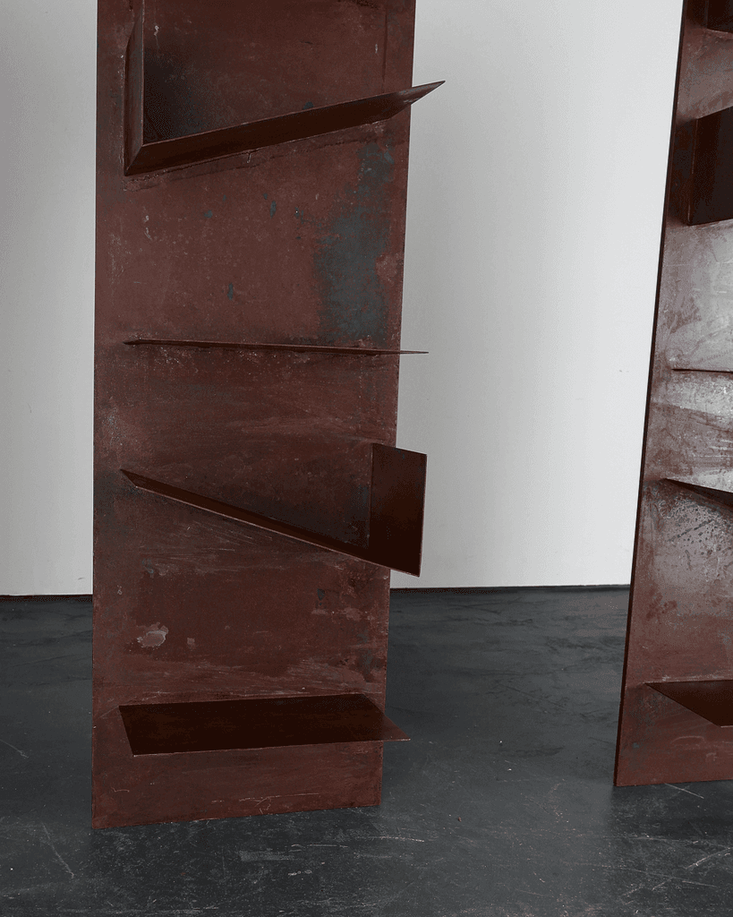 Pair Of Bespoke Artist Made Steel Shelves