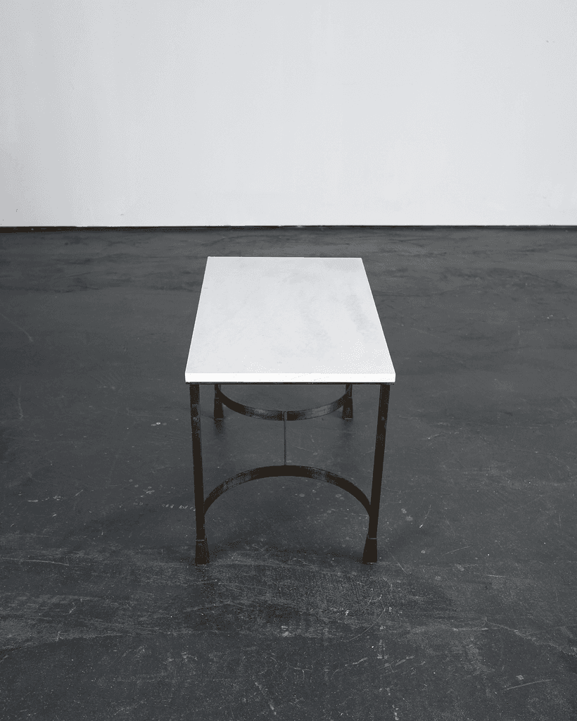 French Modernist Iron & Limestone Coffee Table