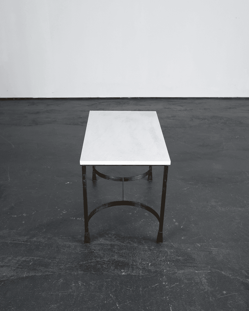 French Modernist Iron & Limestone Coffee Table