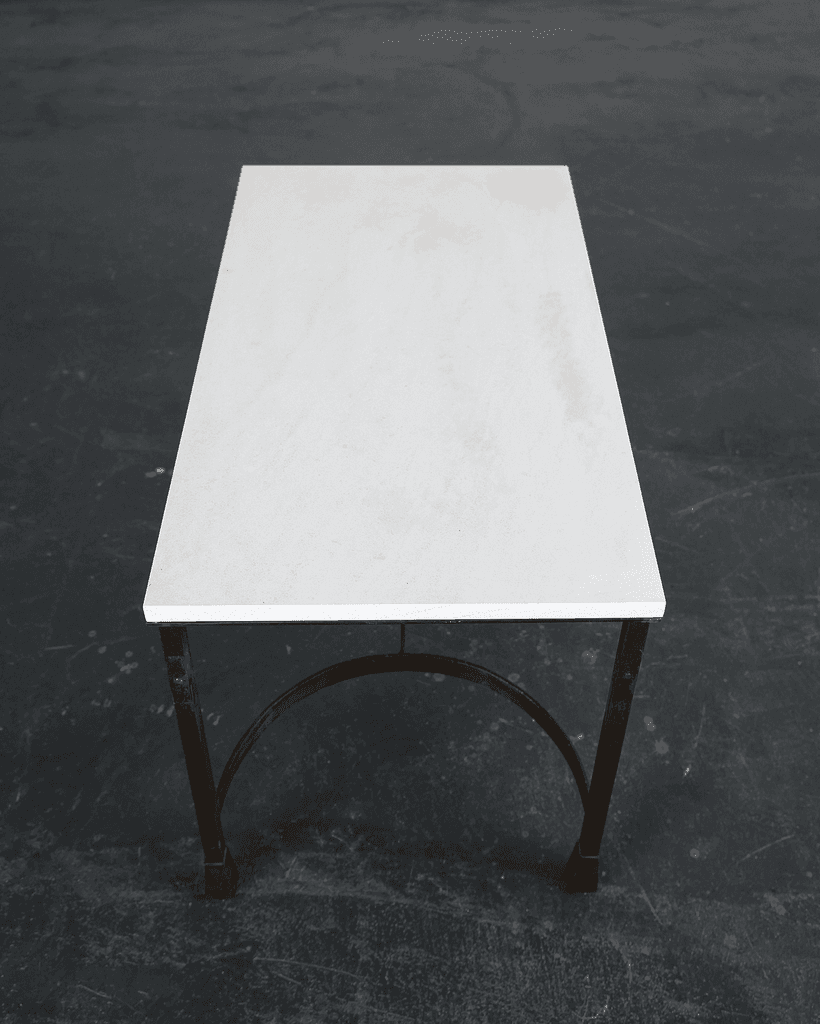 French Modernist Iron & Limestone Coffee Table