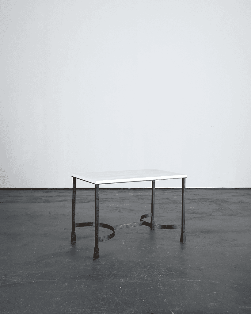 French Modernist Iron & Limestone Coffee Table