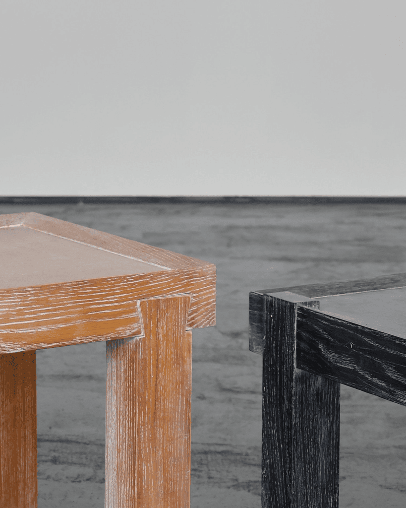 French limed oak modernist side table