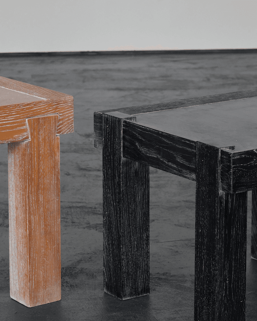 French limed oak modernist side table