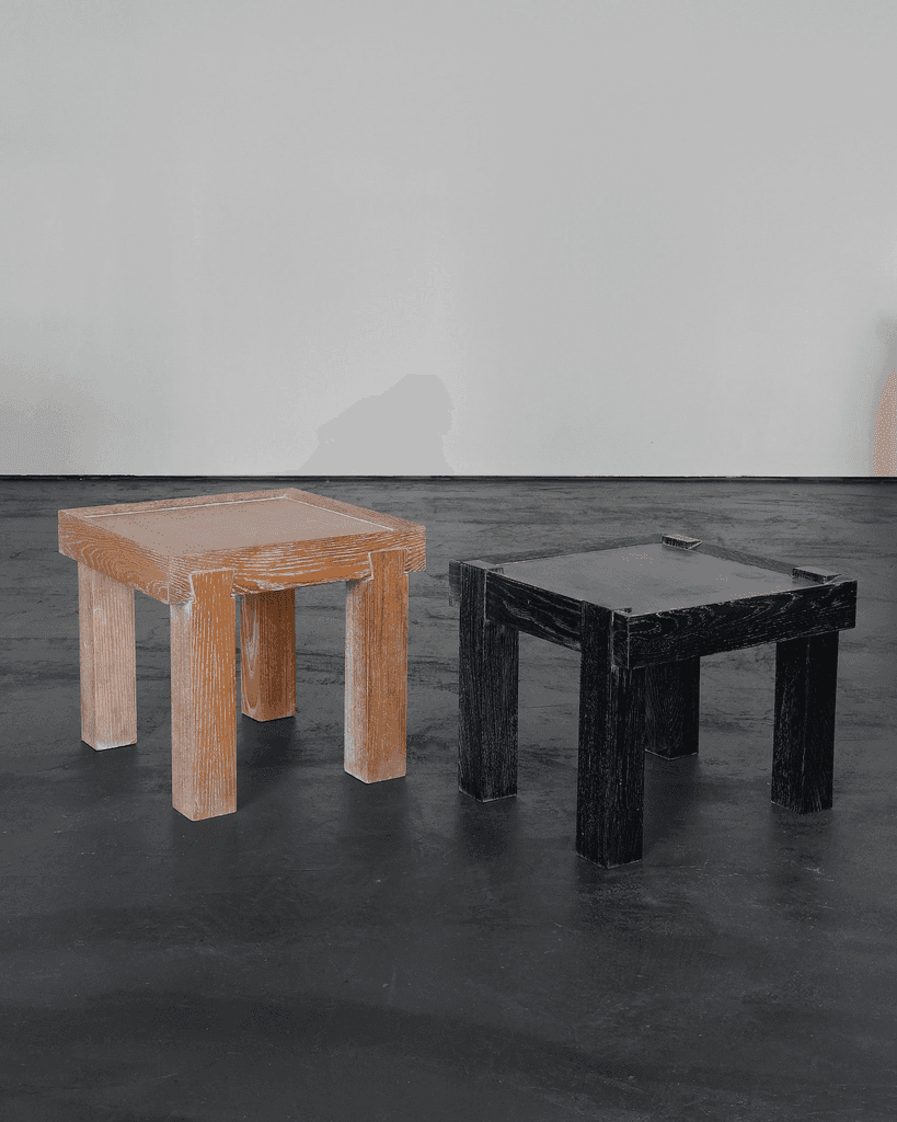 French limed oak modernist side table