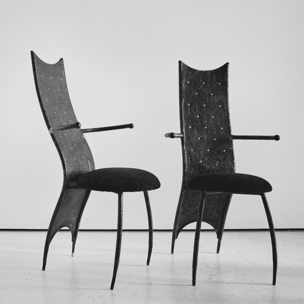 Set of four C.1970s French Brutalist Dining/Throne Chairs