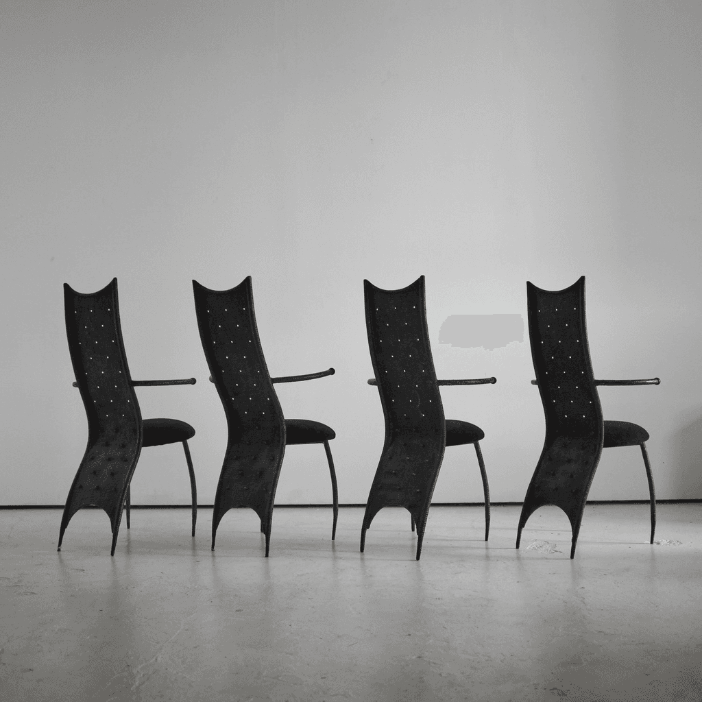 Set of four C.1970s French Brutalist Dining/Throne Chairs