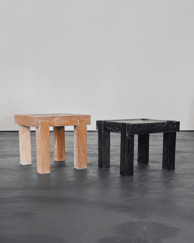 French Limed & Ebonised Oak Modernist Side Table