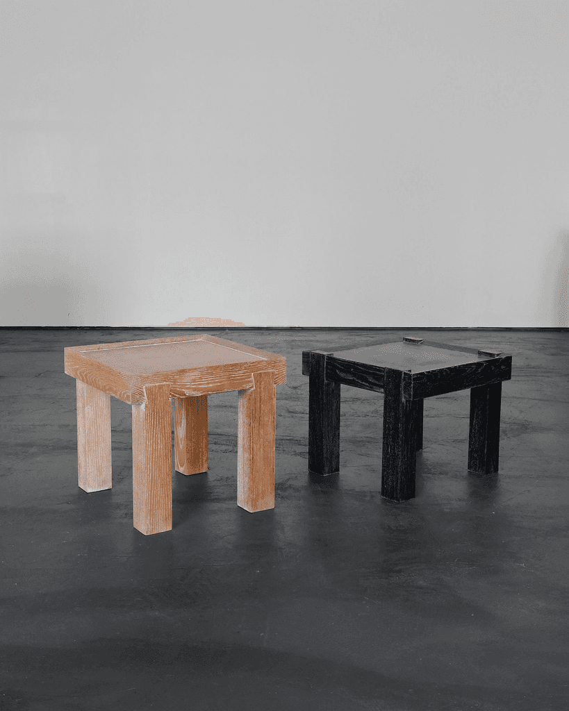 French Limed & Ebonised Oak Modernist Side Table