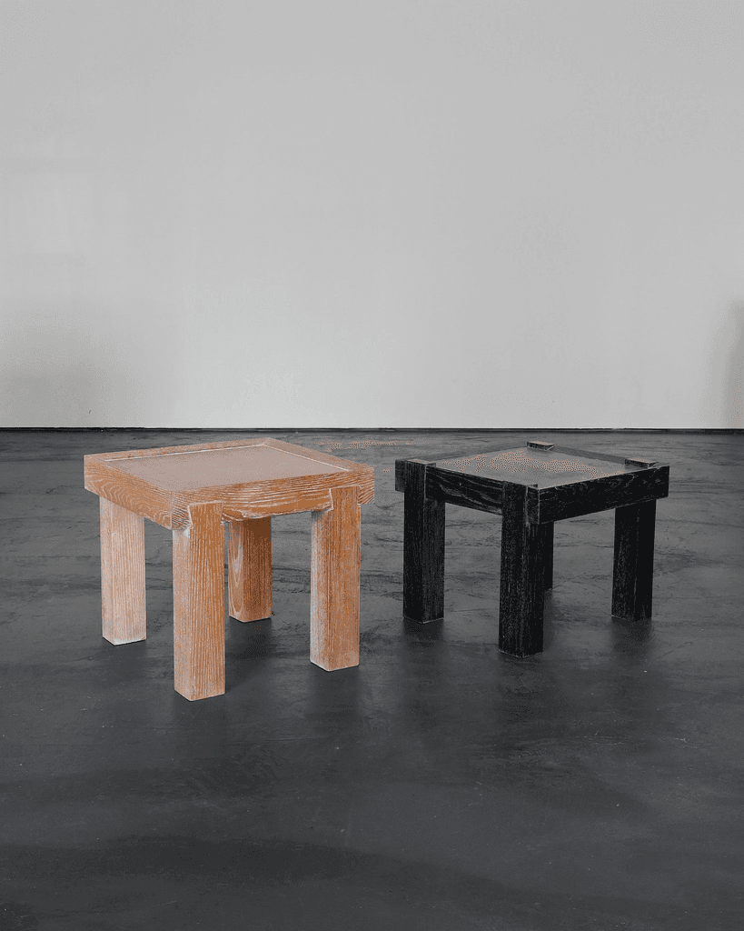 French Limed & Ebonised Oak Modernist Side Table