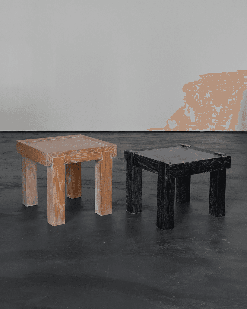 French Limed & Ebonised Oak Modernist Side Table