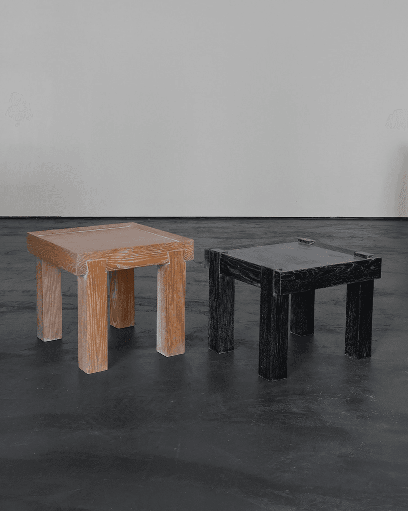 French Limed & Ebonised Oak Modernist Side Table