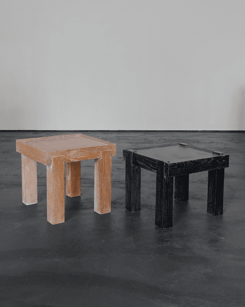 French Limed & Ebonised Oak Modernist Side Table