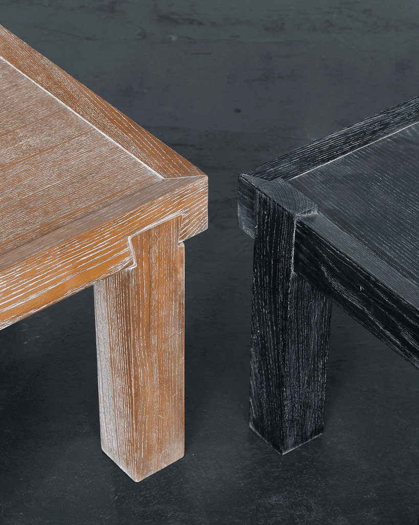 French Limed & Ebonised Oak Modernist Side Table