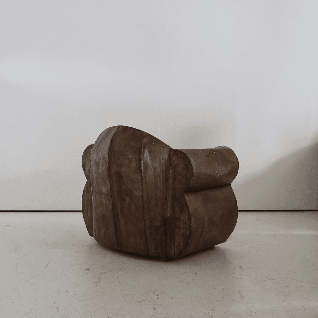 Sculptural 1970s Oversized Metal Club Chair