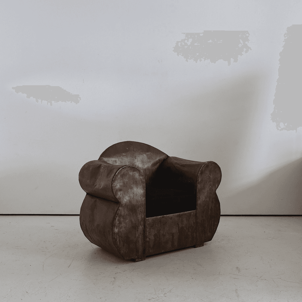 Sculptural 1970s Oversized Metal Club Chair
