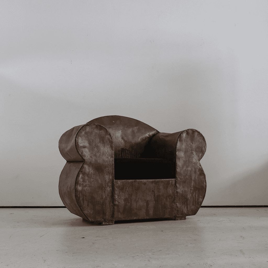 Sculptural 1970s Oversized Metal Club Chair