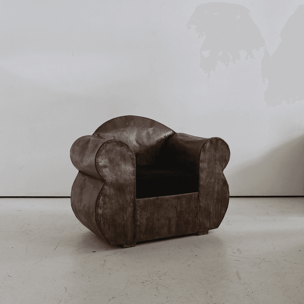 Sculptural 1970s Oversized Metal Club Chair