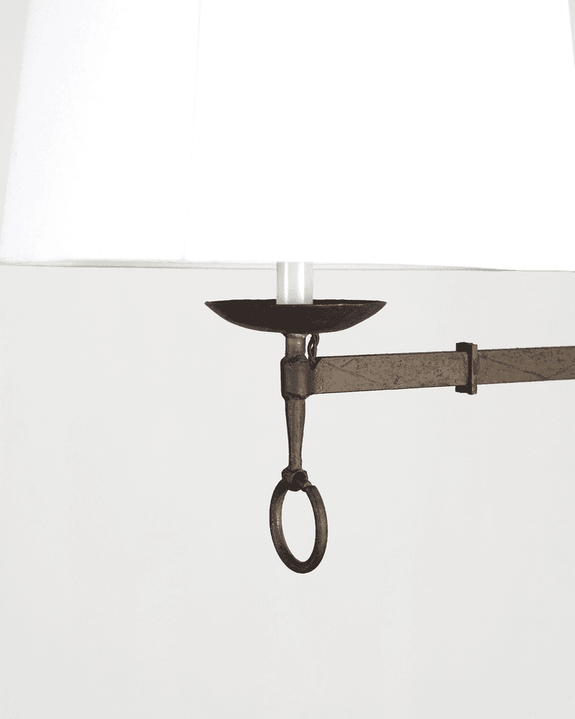 Pair Of C.1960s Spanish Forged Iron Swing Arm Floor Lamps