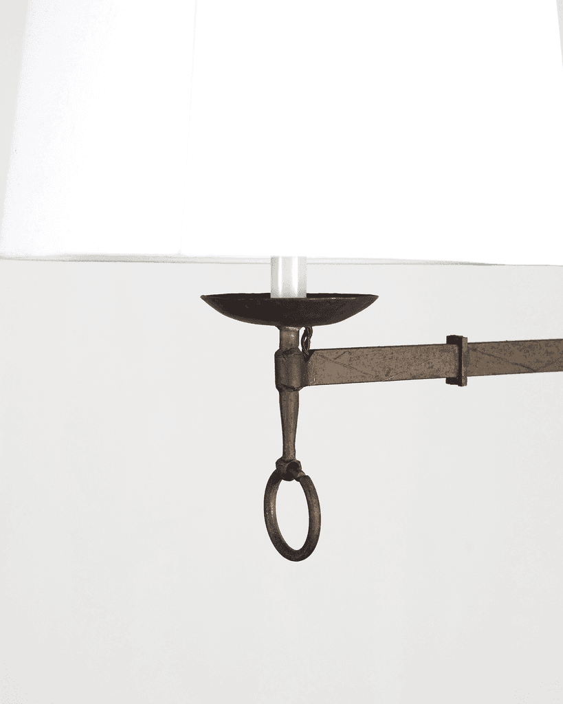 Pair Of C.1960s Spanish Forged Iron Swing Arm Floor Lamps