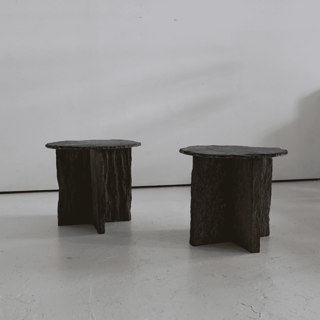 A Pair Of Riven Slate Low Side Tables