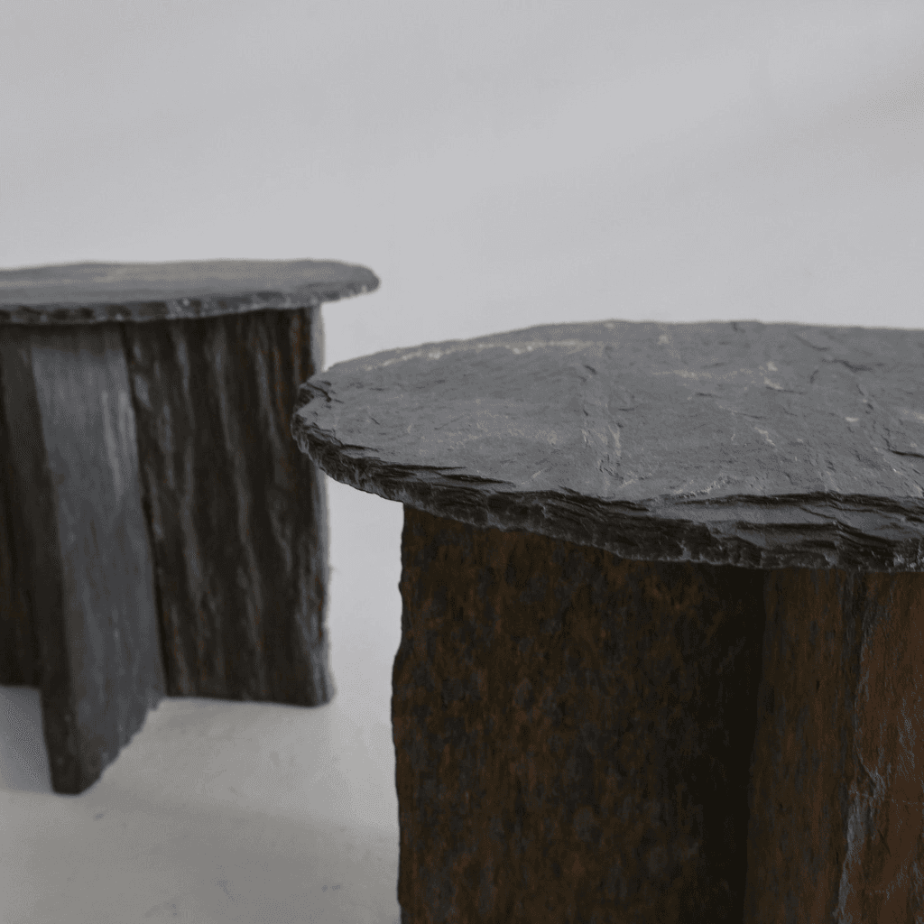 A Pair Of Riven Slate Low Side Tables