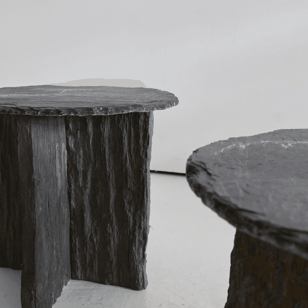 A Pair Of Riven Slate Low Side Tables