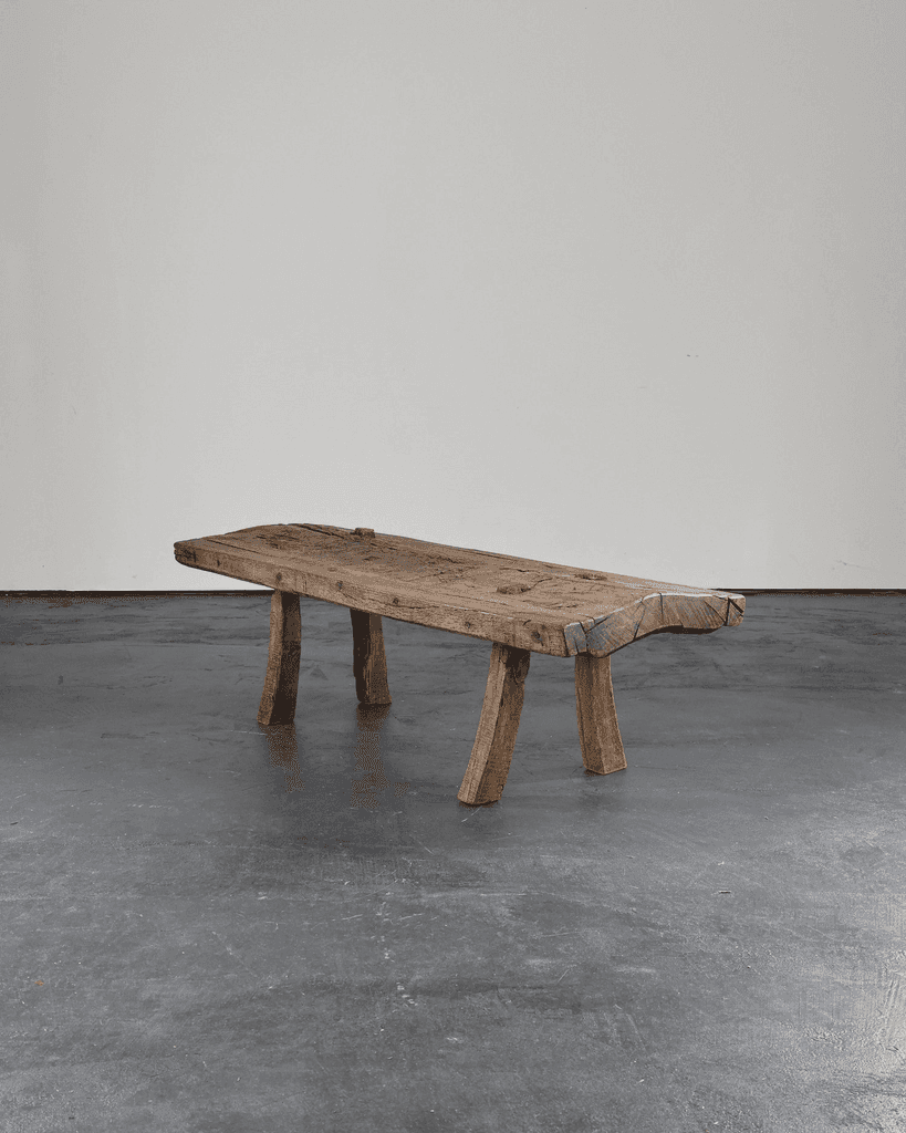 Primitive Early 19th C. Catalan Pig Bench