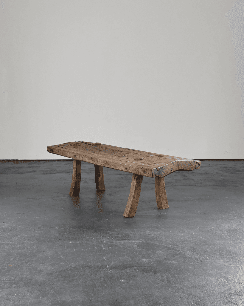 Primitive Early 19th C. Catalan Pig Bench