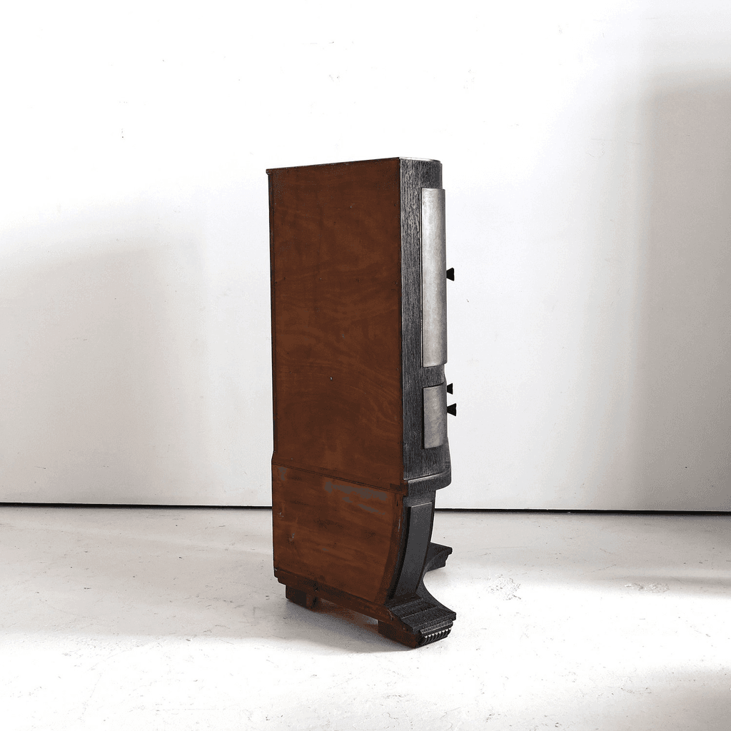 Unusual Ebonised Italian Gouged Deco/Modernist Corner Cupboard/Bar